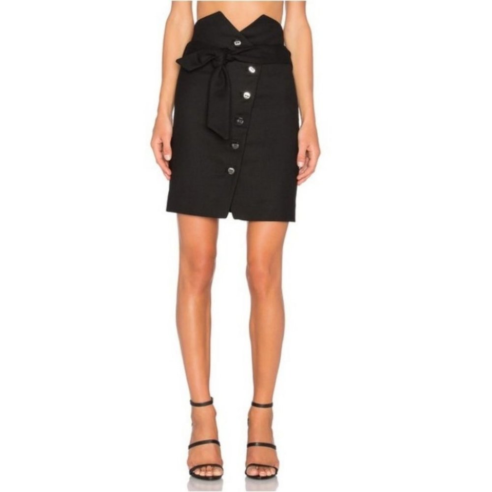 IRO Gwlady Wrap Mini Skirt in Black Size FR 42/ US 10 Wool